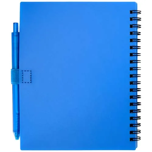 Juego de libreta de tapa blanda y bolígrafo de plástico reciclado (tinta azul) 