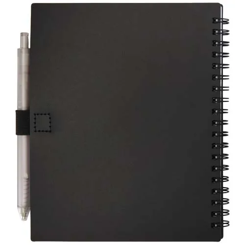 Juego de libreta de tapa blanda y bolígrafo de plástico reciclado (tinta azul) 