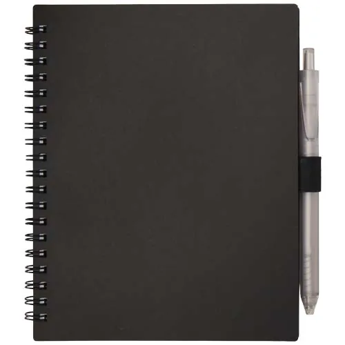 Juego de libreta de tapa blanda y bolígrafo de plástico reciclado (tinta azul) 