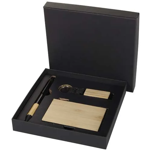 SET DE REGALO DE BOLÍGRAFO, LLAVERO Y TARJETERO RFID DE ALUMINIO RECICLADO RCS 