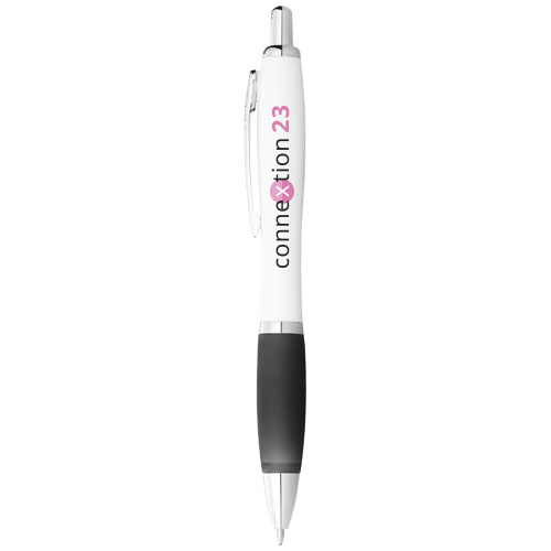 Bolígrafo blanco con empuñadura de color 