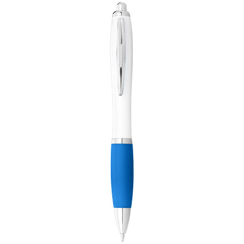 Bolígrafo blanco con empuñadura de color 
