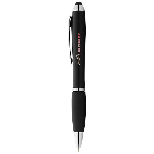 Bolígrafo stylus de color con empuñadura negra 