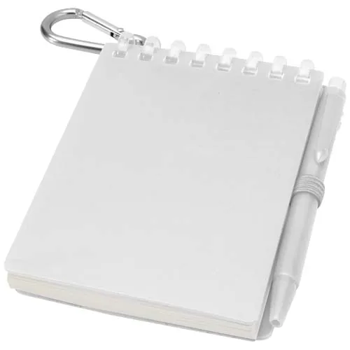 Set de libreta de tapa blanda y bolígrafo de exterior de material reciclado (tinta azul) 