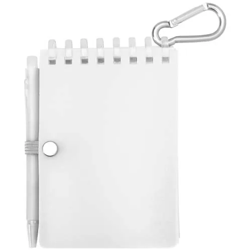 Set de libreta de tapa blanda y bolígrafo de exterior de material reciclado (tinta azul) 