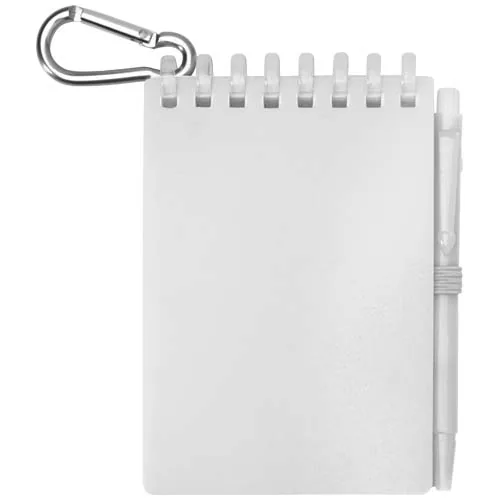 Set de libreta de tapa blanda y bolígrafo de exterior de material reciclado (tinta azul) 