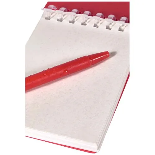 Set de libreta de tapa blanda y bolígrafo de exterior de material reciclado (tinta azul) 