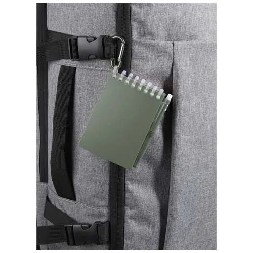 Set de libreta de tapa blanda y bolígrafo de exterior de material reciclado (tinta azul) 