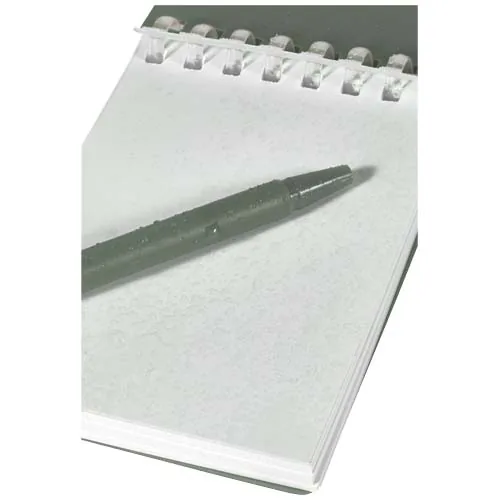 Set de libreta de tapa blanda y bolígrafo de exterior de material reciclado (tinta azul) 