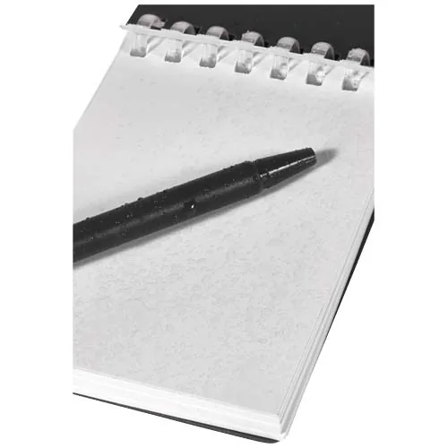 Set de libreta de tapa blanda y bolígrafo de exterior de material reciclado (tinta azul) 