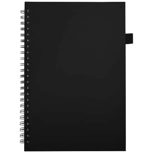 negro intenso Cuaderno Liss A5 de tapa dura de plástico reciclado con espiral