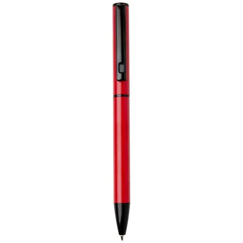 rojo Bolígrafo giratorio de aluminio reciclado Verton con funda (tinta azul)