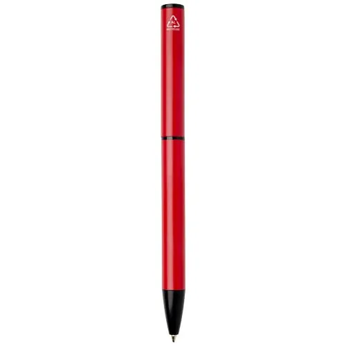 rojo Bolígrafo giratorio de aluminio reciclado Verton con funda (tinta azul)