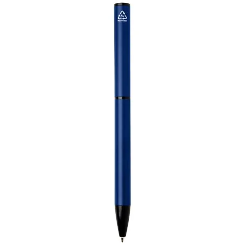azul océano Bolígrafo giratorio de aluminio reciclado Verton con funda (tinta azul)