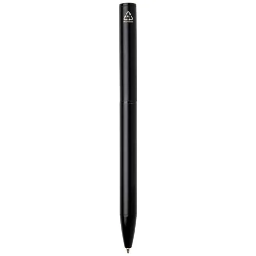 negro intenso Bolígrafo giratorio de aluminio reciclado Verton con funda (tinta azul)
