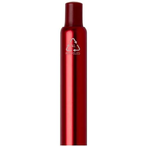 rojo Bolígrafo de aluminio reciclado Soffit con mecanismo de clic y acabado anodizado (tinta azul)