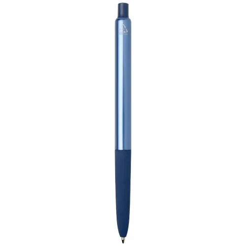 azul océano Bolígrafo de aluminio reciclado Soffit con mecanismo de clic y acabado anodizado (tinta azul)