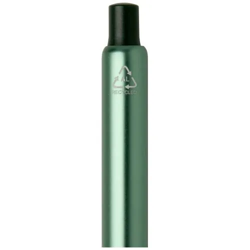 verde jaspeado Bolígrafo de aluminio reciclado Soffit con mecanismo de clic y acabado anodizado (tinta azul)