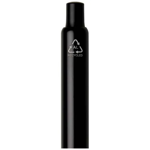 negro intenso Bolígrafo de aluminio reciclado Soffit con mecanismo de clic y acabado anodizado (tinta azul)
