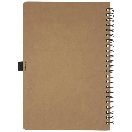 Libreta de tamaño A5 de cartón reciclado con espiral y papel de piedra 