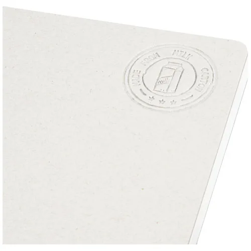 Libreta A5 sin lomo fabricada con cartones de leche recilados 