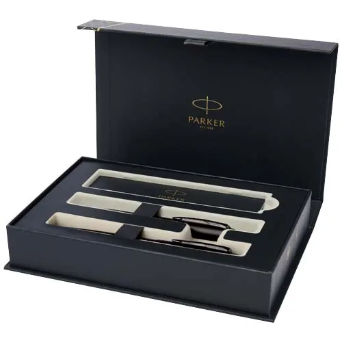PARKER SET DE BOLÍGRAFO Y ROLLERBALL ACROMÁTICO CON CAJA DE REGALO 