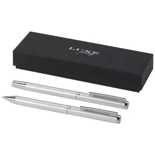 Set de regalo de bolígrafo y rollerball de aluminio reciclado 