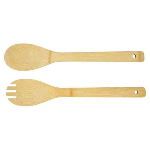 Ensaladera y cubiertos de bambú 