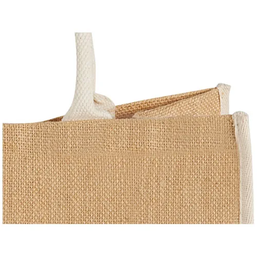 Bolsa Tote de yute con bordes contrastados 
