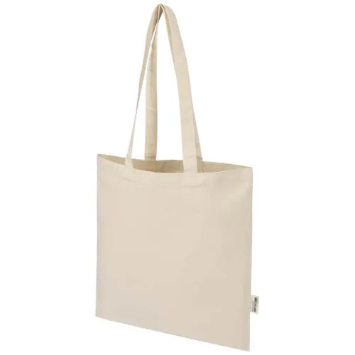 Bolsa Tote de 7 L de algodón reciclado de 140 g/m² con certificado GRS Madras Blend