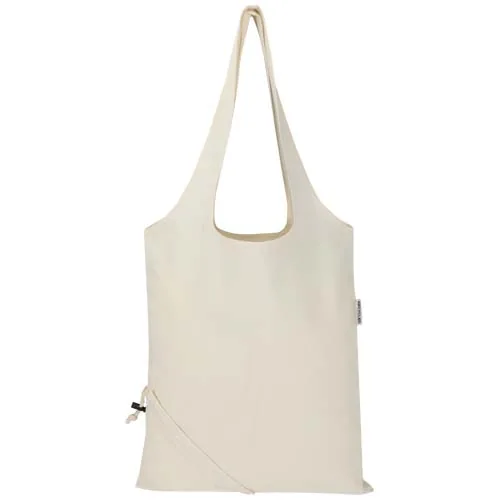 natural Bolsa de tela de algodón reciclada GRS «Madras Blend», 140 g/m², plegable, 7 l