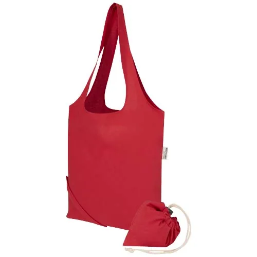 rojo Bolsa de tela de algodón reciclada GRS «Madras Blend», 140 g/m², plegable, 7 l