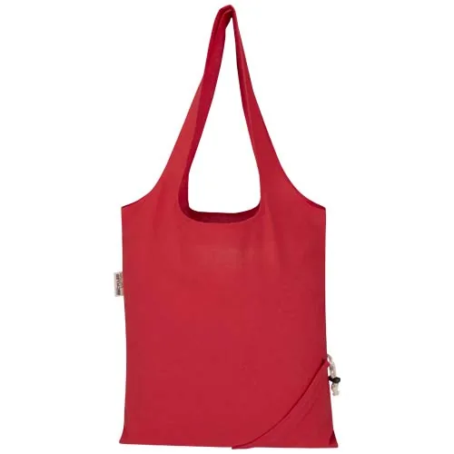 rojo Bolsa de tela de algodón reciclada GRS «Madras Blend», 140 g/m², plegable, 7 l