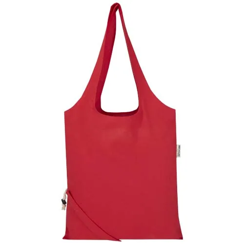 rojo Bolsa de tela de algodón reciclada GRS «Madras Blend», 140 g/m², plegable, 7 l