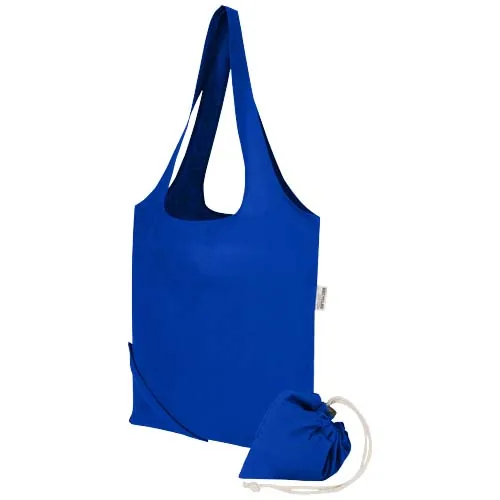 azul real Bolsa de tela de algodón reciclada GRS «Madras Blend», 140 g/m², plegable, 7 l