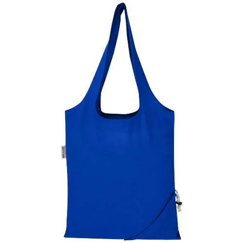 azul real Bolsa de tela de algodón reciclada GRS «Madras Blend», 140 g/m², plegable, 7 l