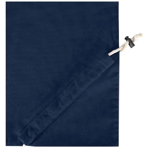 azul marino Bolsa de tela de algodón reciclada GRS «Madras Blend», 140 g/m², plegable, 7 l