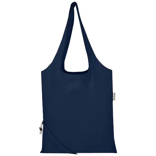 azul marino Bolsa de tela de algodón reciclada GRS «Madras Blend», 140 g/m², plegable, 7 l