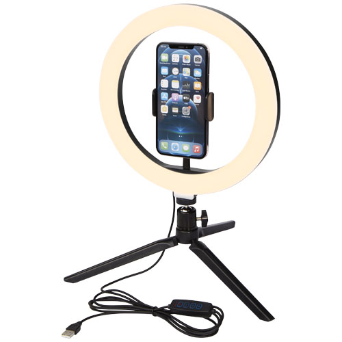 Aro de luz para selfies y vlogging con soporte para teléfono y trípode 