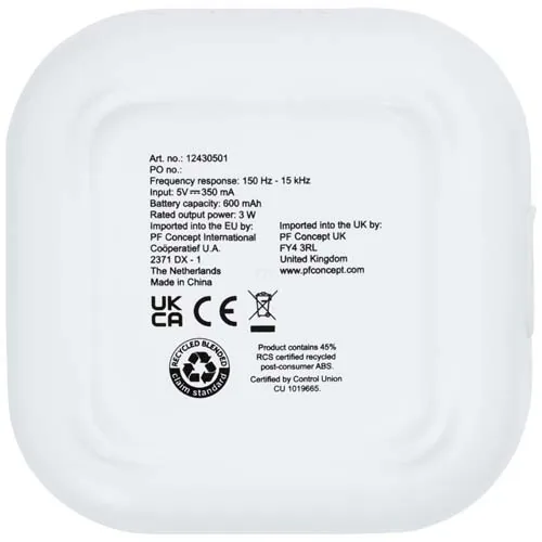 Minialtavoz Bluetooth® de plástico reciclado 2.0 de 3 W con certificación RCS 