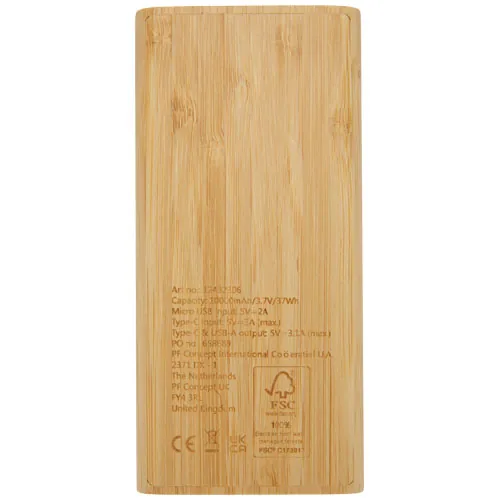 Batería externa de 10,000 mAh de bambú 