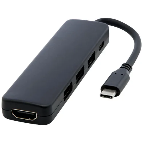 USB 2.0-3.0 con adaptador multimedia de plástico reciclado con puerto HDMI y certificación RCS 