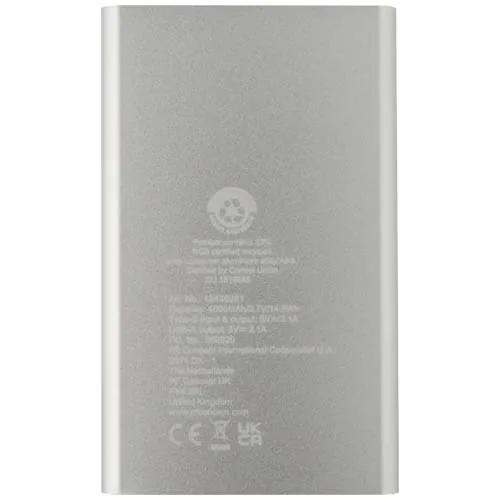 Batería externa tipo C de aluminio reciclado de 4000 mAh 