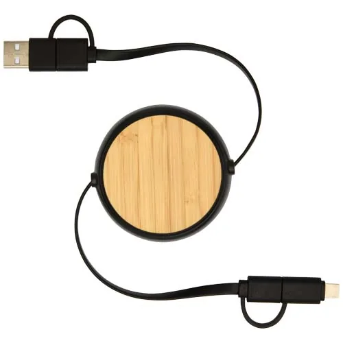 Cable retráctil 5 en 1 de plástico reciclado de 100 cm para sincronización de datos y carga rápida de 45 W con detalles de ba