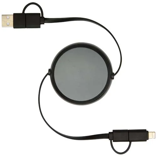 Cable retráctil 5 en 1 de 100 cm de plástico reciclado y aluminio para sincronización de datos y carga rápida de 45 W 