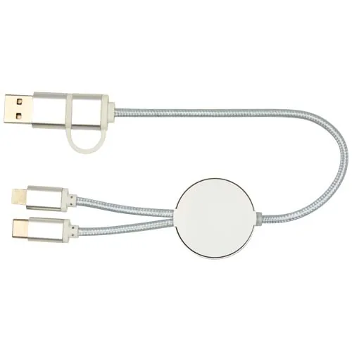 Cable 5 en 1 de aluminio y plástico reciclado de 30 cm para sincronización de datos y carga rápida de 27 W 