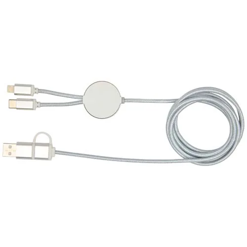 Cable 5 en 1 de aluminio y plástico reciclado de 150 cm para sincronización de datos y carga rápida de 27 W 