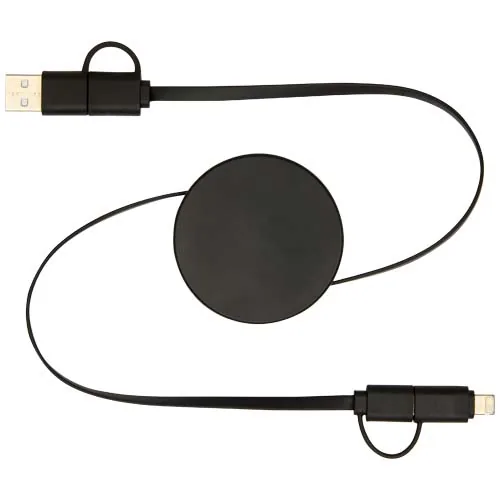 Cable retráctil 5 en 1 de plástico reciclado de 90 cm para sincronización de datos y carga rápida de 40 W 