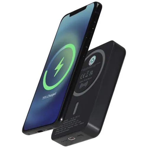 Batería externa inalámbrica magnética de 10 000 mAh y 15 W con PD de 20 W fabricada con plástico reciclado 