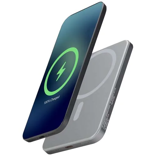 gris metálico Batería externa magnética Avis de 5000 mAh fabricada con aluminio reciclado RCS